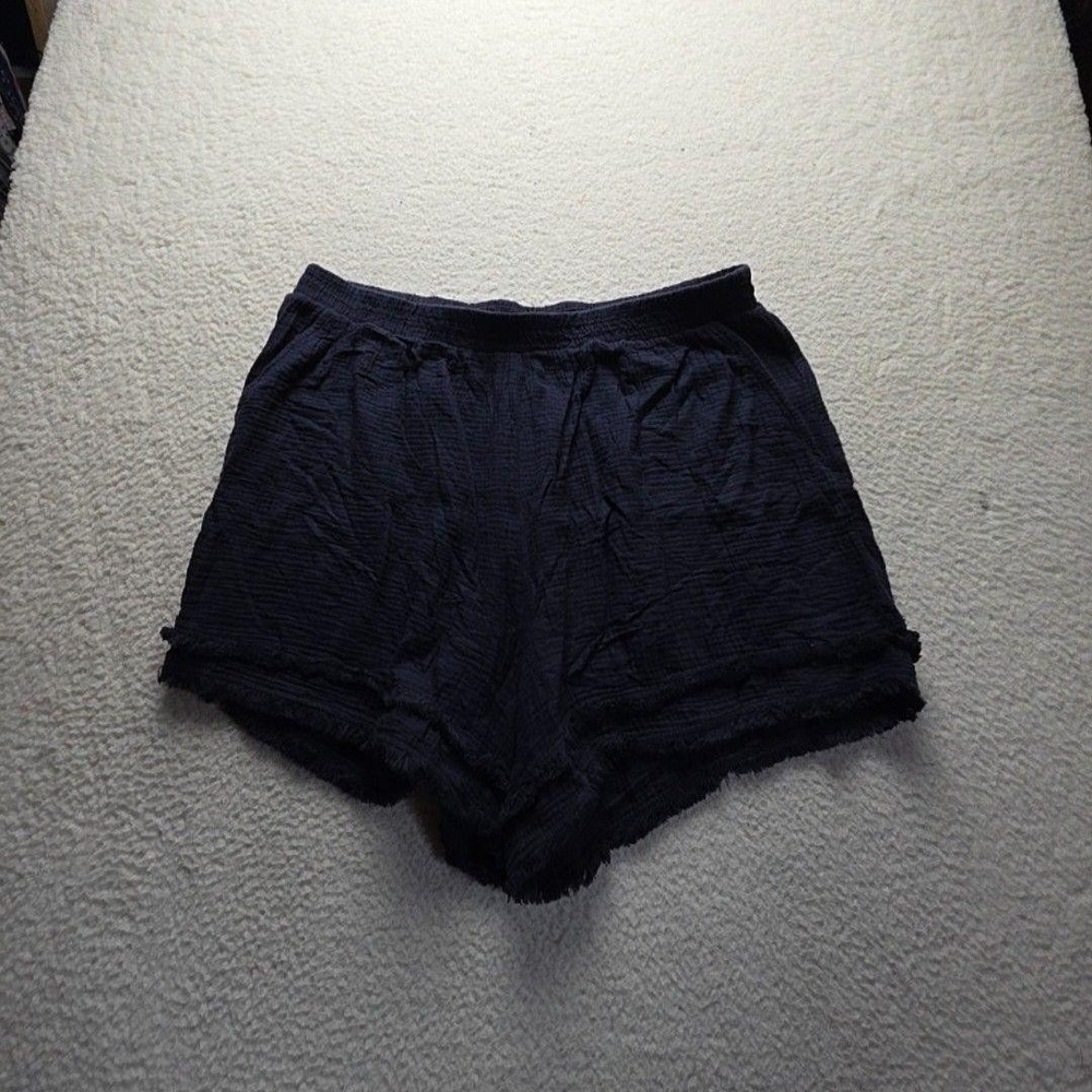 Cynthia Rowley Shorts Womens Plus 3X Blue Gauze 100% Cotton Fringe Casual Summer